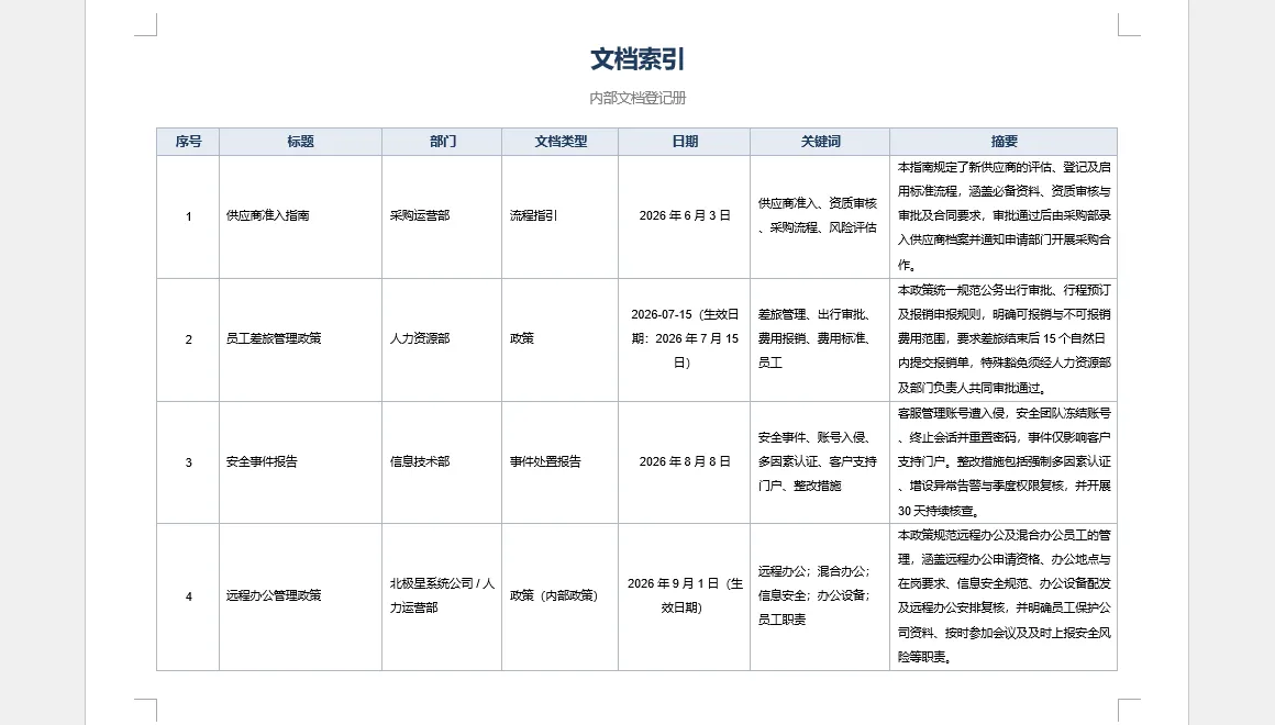 从多个 Word 文件构建文档索引