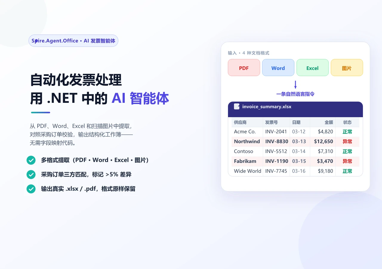 AI 发票处理自动化:用 .NET 智能体提取、校验并生成发票报表