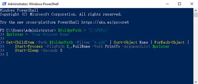 使用 PowerShell 批量打印 PDF