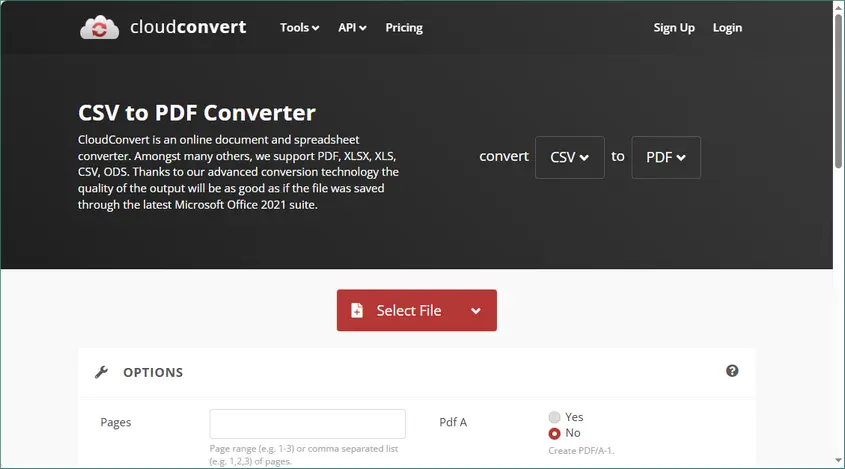 使用CloudConvert转换CSV到PDF