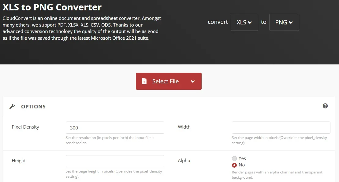 在线转换 Excel 为 PNG