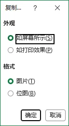 带有屏幕和图片设置的Excel复制图片对话框