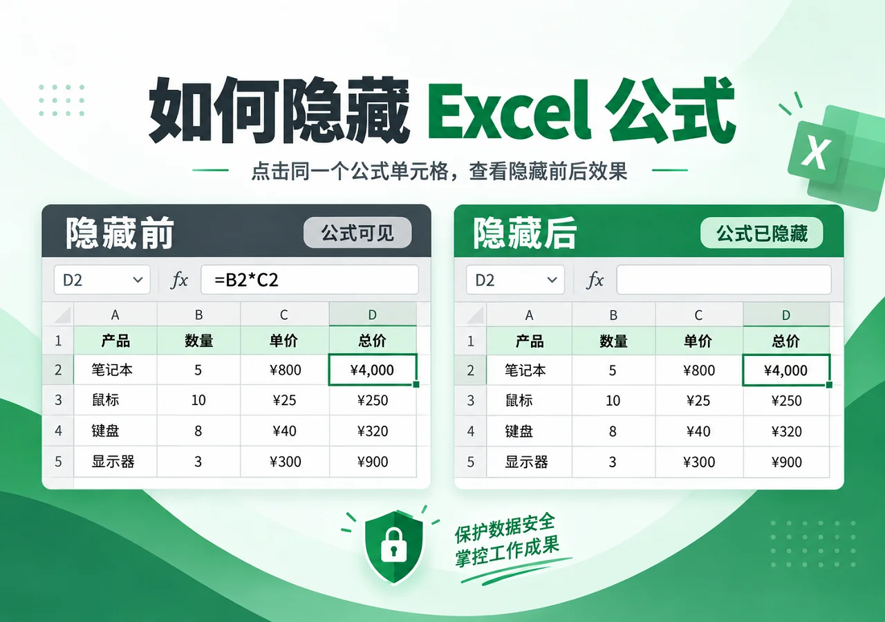 如何在 Excel 中隐藏公式:5 种保护公式的方法