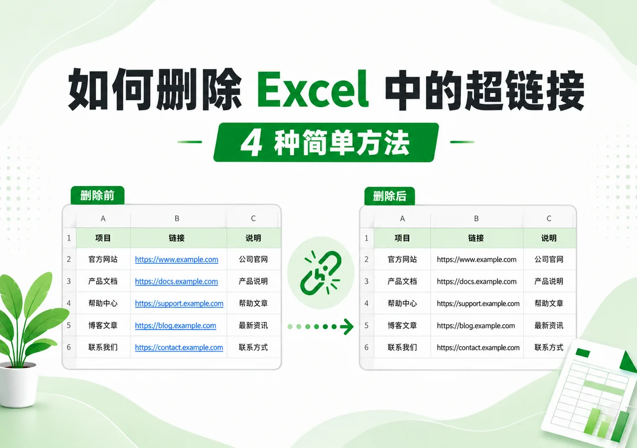 如何删除 Excel 中的超链接:4 种简单方法