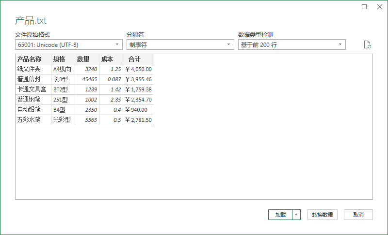 将文本文件导入Excel电子表格